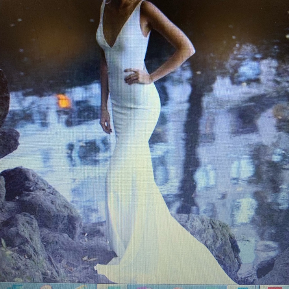 Beach Mermaid Deep V Neck Simple Elegant Prom Gown